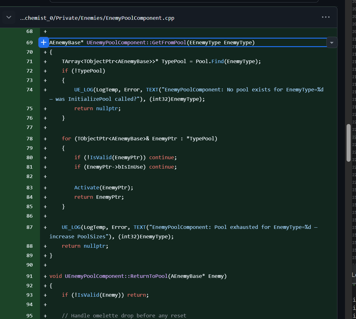 Object pooling diff, May 2026